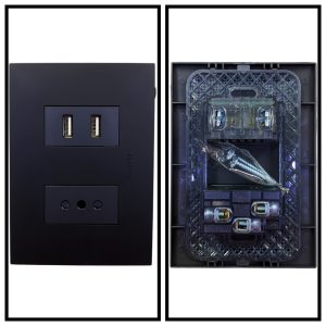 ENCHUFE SIMPLE 10A+TOMA USB NEGRO