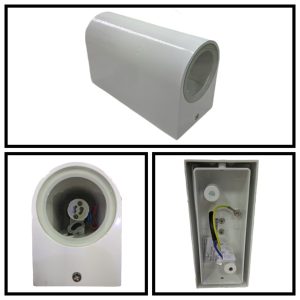 APLIQUE GU-10 LUZ DIR/IND 2X50W ALUMINIO