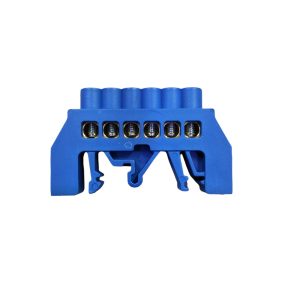 BARRA BRONCE AISLADA RIEL DIN AZUL 6 POLOS