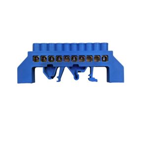 BARRA BRONCE AISLADA RIEL DIN AZUL 10 POLOS
